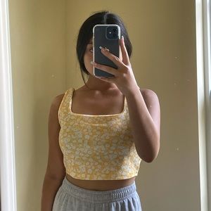 Yellow and white floral shein crop top